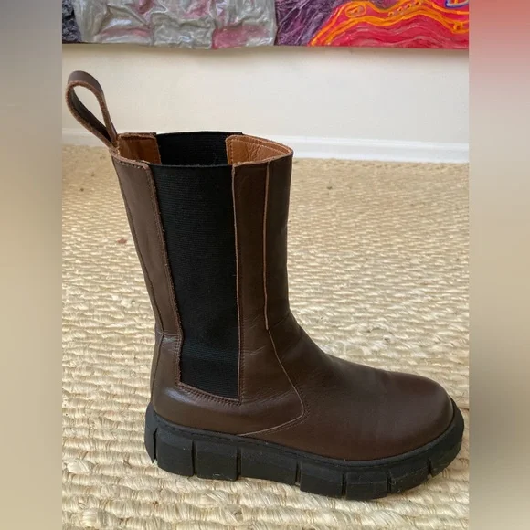 ALOHAS Armor Leather Combat Boot in Coffee Brown - Picture 9 of 14